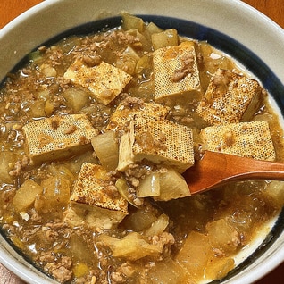 焼き豆腐の味噌大根そぼろあん